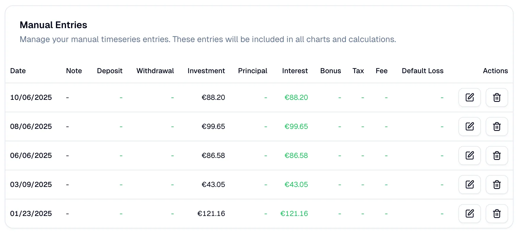 Manual Transaction Entries